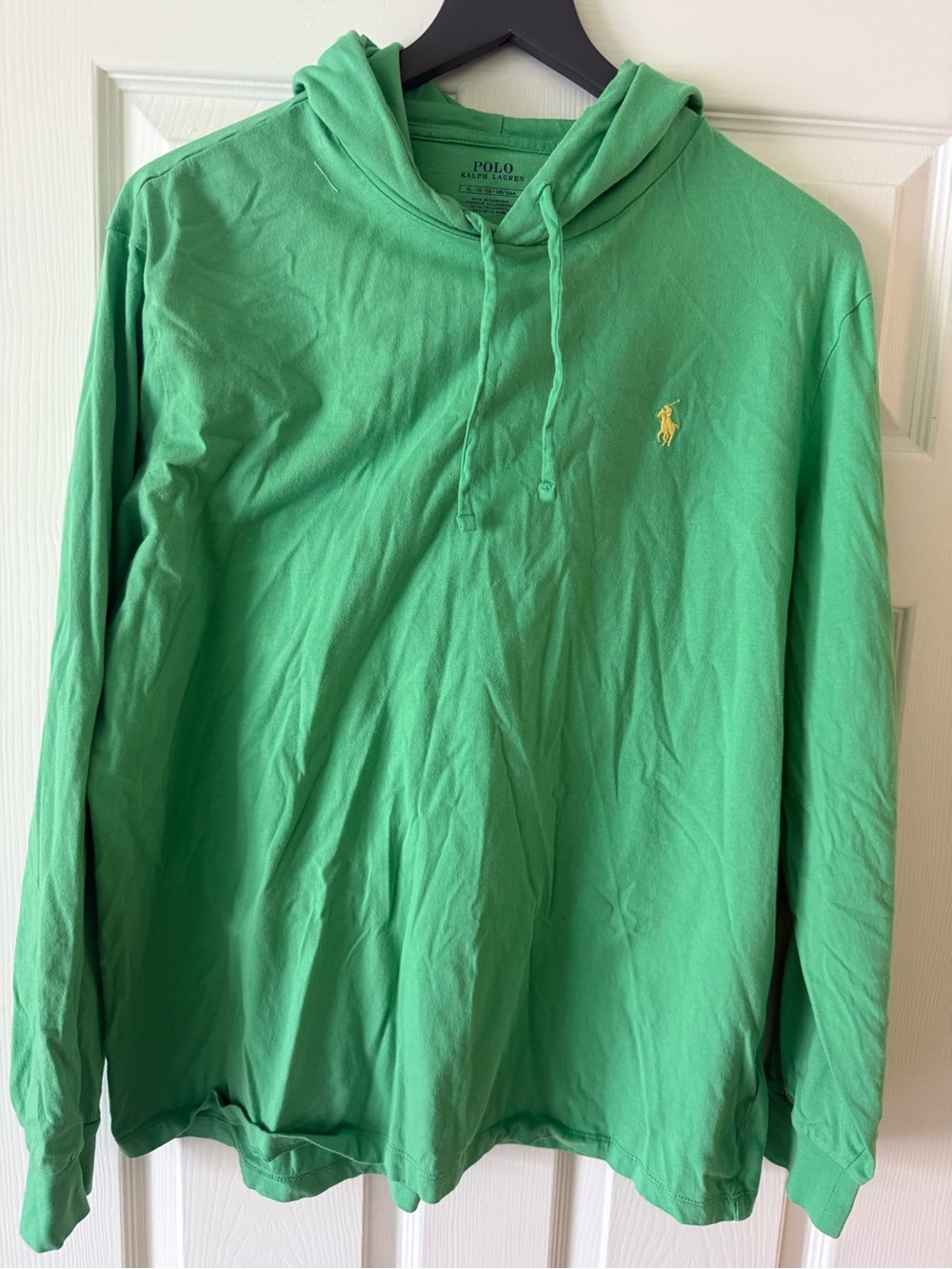 Polo by Ralph Lauren Green Hooded Long-Sleeve Cotton Shirt with Yellow Logo